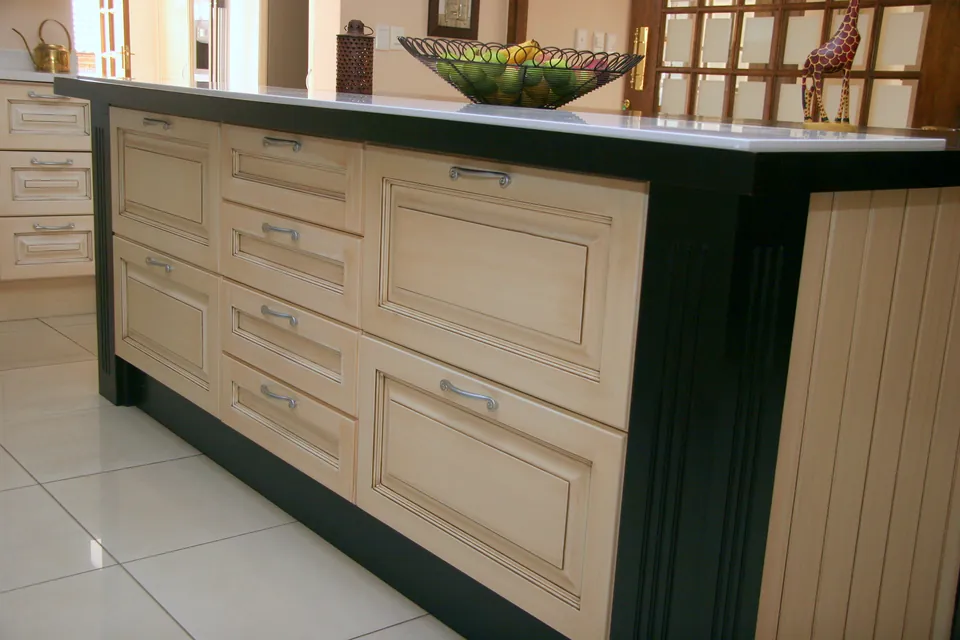 Deep drawers along the island